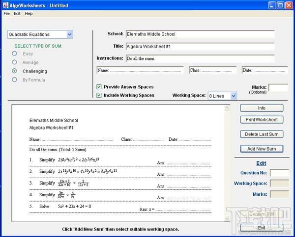 AlgeWorksheets,AlgeWorksheets下载,AlgeWorksheets官方下载
